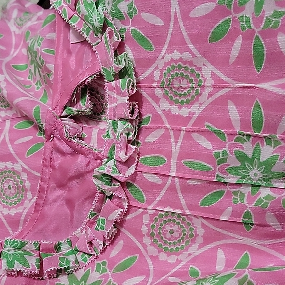 Lilly Pulitzer Silk Blend Pink and Green Short Sleeve Dress Size 0 - Picture 7 of 13